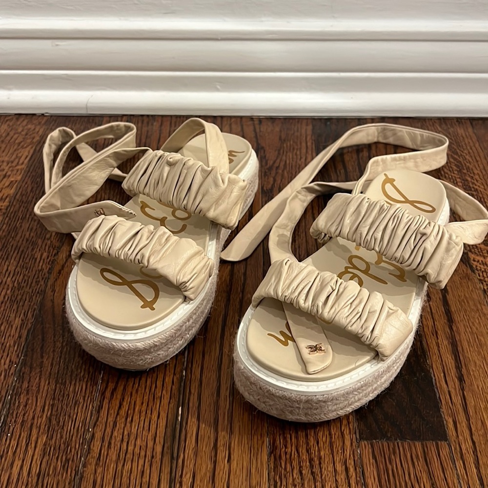 Sam Edelman Platform Espadrille Sandals with Ankle Wraps